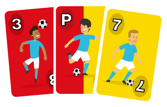Striker kaartspel pass van verdediging naar middenveld